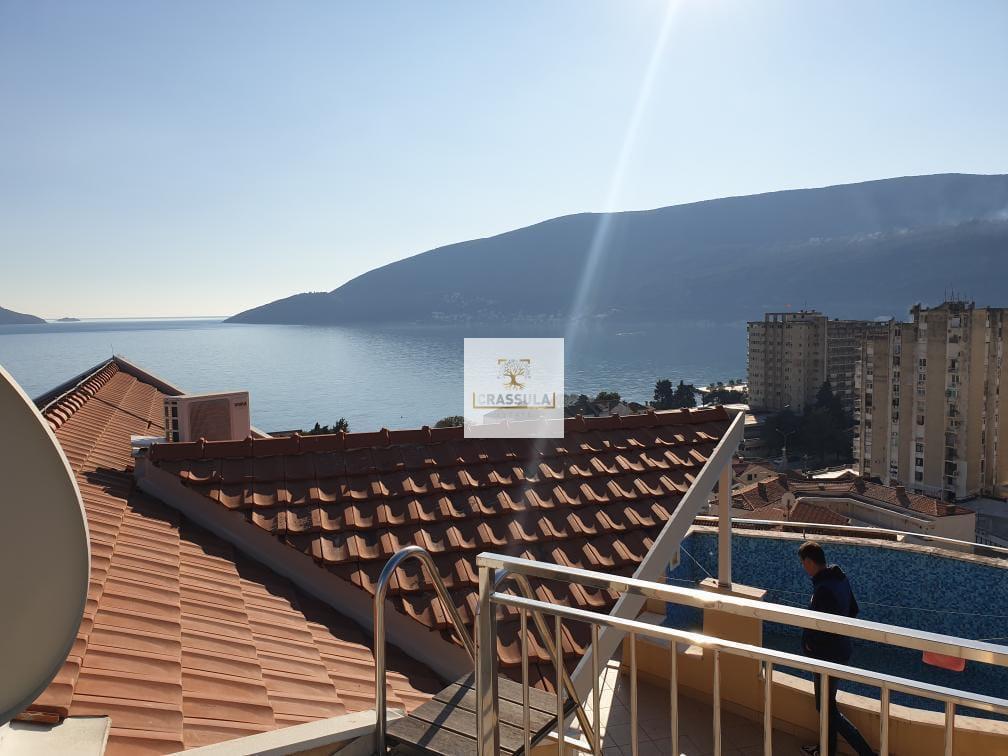 Modern penthouse with a private pool and sea view